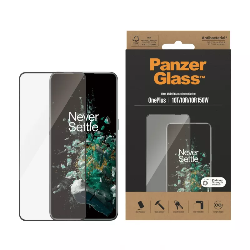 PanzerGlass ® pellicola protettiva per display OnePlus 10T | 10R | 10R | 150W | Ultra-Wide Fit | nero