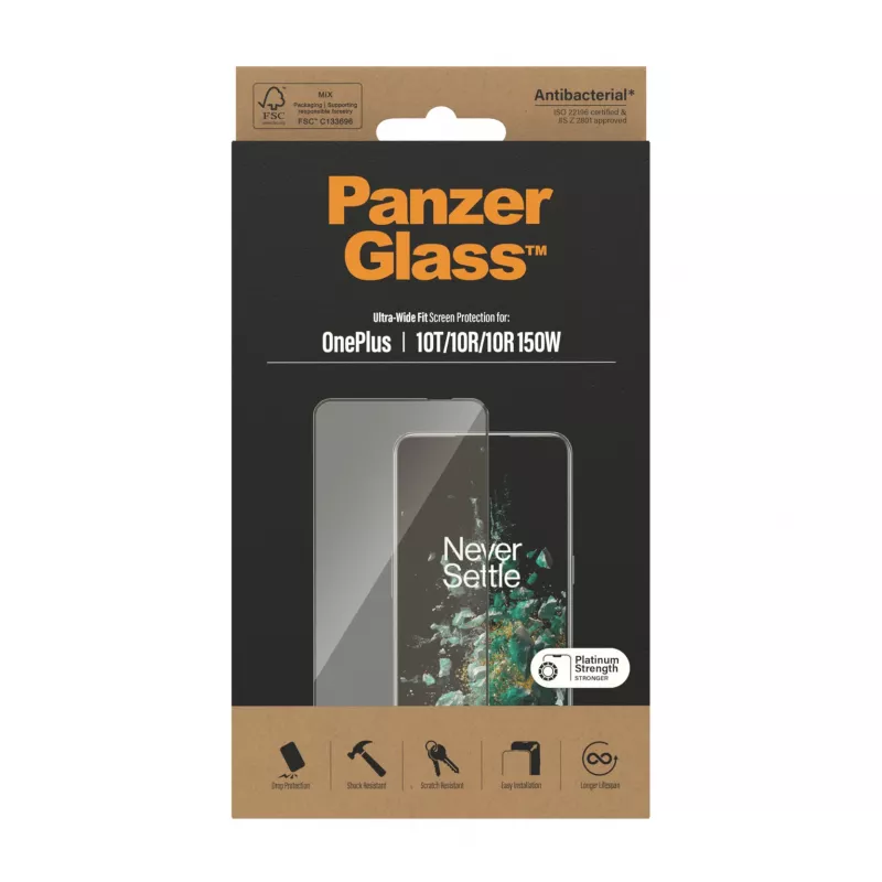 PanzerGlass ® pellicola protettiva per display OnePlus 10T | 10R | 10R | 150W | Ultra-Wide Fit | nero