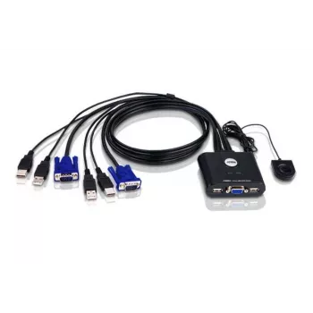 ATEN switch KVM USB VGA 2 porte, 2048 x 1536 pixel, QXGA, 0,14 W, nero