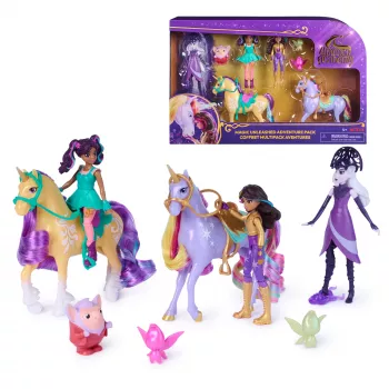Unicorn Academy, Magic Unleashed Adventure Pack, idea regalo di Pasqua, include bambole Sophia, Ava, Ravenzella, unicorni Wildstar, Leaf & altro