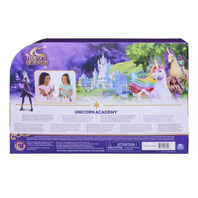 Unicorn Academy, Magic Unleashed Adventure Pack, idea regalo di Pasqua, include bambole Sophia, Ava, Ravenzella, unicorni Wildstar, Leaf & altro