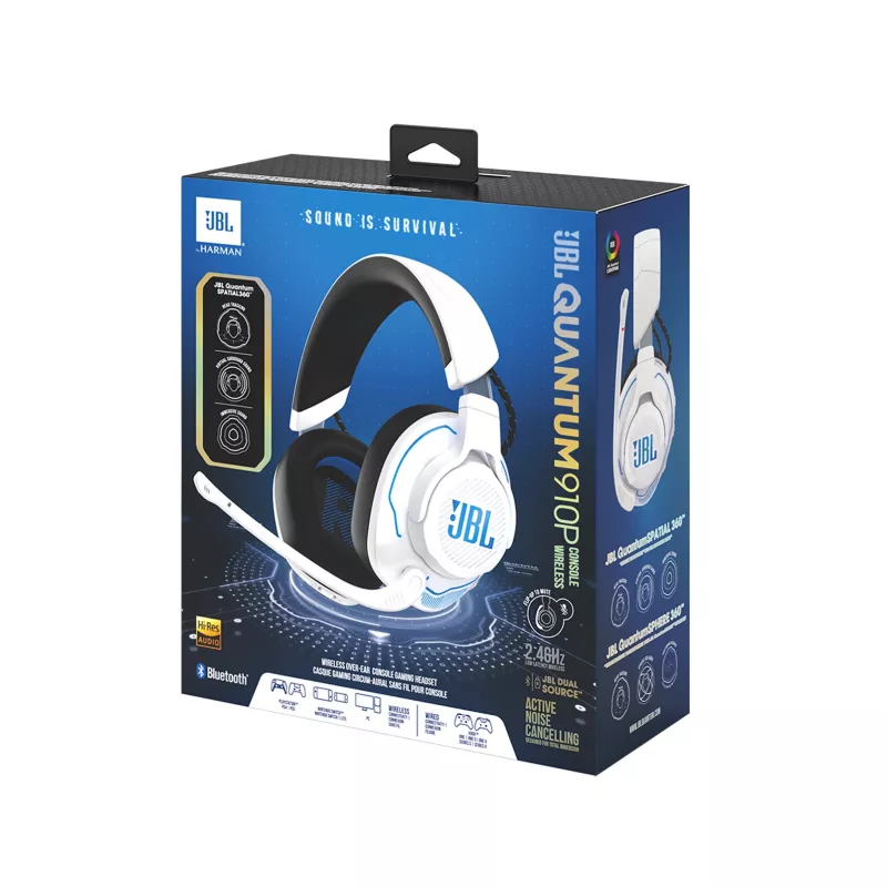 JBL Quantum 910P headset con filo & wireless fascia gaming USB Type-C Bluetooth blu, bianco