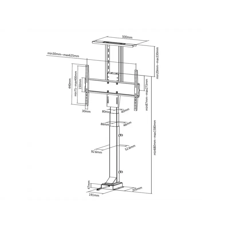 Multibrackets M sollevatore TV motorizzato Large portata 50 kg schermi 37-65