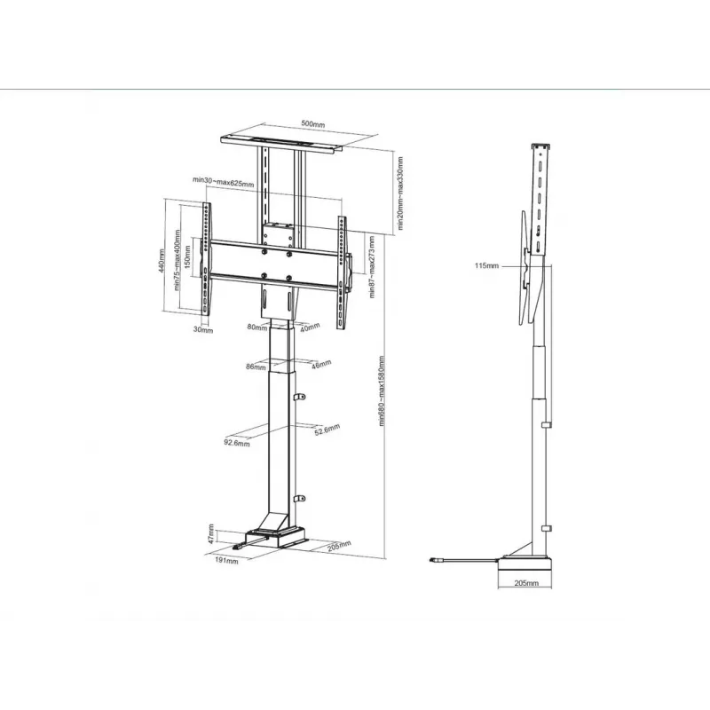 Multibrackets M sollevatore TV motorizzato Large portata 50 kg schermi 37-65
