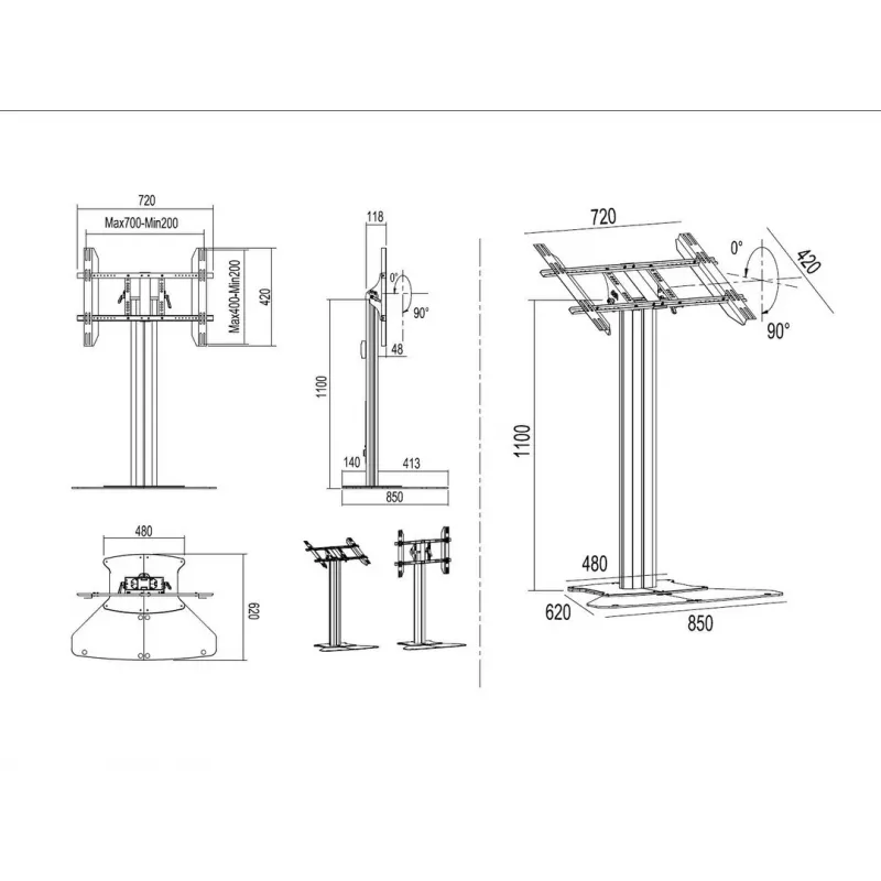 Multibrackets M Public Display Stand 110 HD Floorbase Single nero