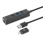 Manhattan dock/hub combo USB-C e USB-A, porte (4): Ethernet e USB-A (x3), 5 Gbit/s (USB 3.2 Gen 1, noto anche come USB 3.0), alimentato via USB (nessun alimentatore esterno necessario)