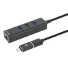 Manhattan dock/hub combo USB-C e USB-A, porte (4): Ethernet e USB-A (x3), 5 Gbit/s (USB 3.2 Gen 1, noto anche come USB 3.0), alimentato via USB (nessun alimentatore esterno necessario)