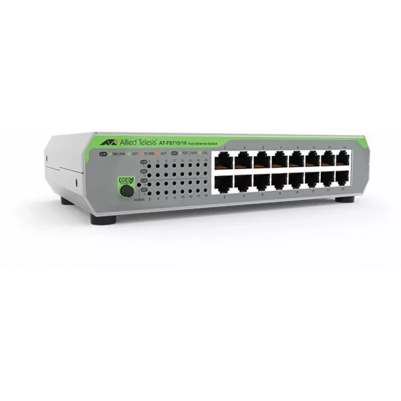 Allied Telesis AT-FS710/16-50 Unmanaged Fast Ethernet (10/100) 1U verde, grigio