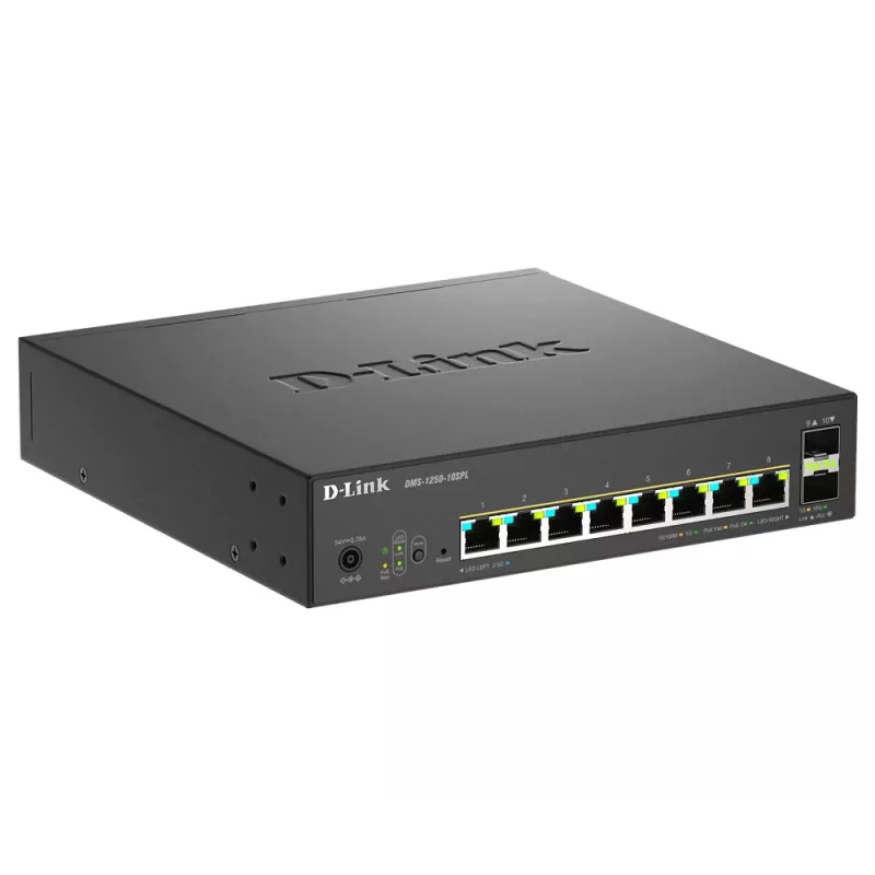 D-Link switch Smart Managed PoE+ Multi-Gigabit a 10 porte con 8 porte Multi-Gigabit 2.5G PoE e 2 porte 10G SFP+