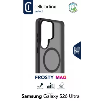 Cellularline FROSTY MAG - Galaxy S26 Ultra cover semitrasparente con superficie opaca e bordi colorati, compatibile con l'ecosistema Qi2 e gli accessori magnetici per Samsung.