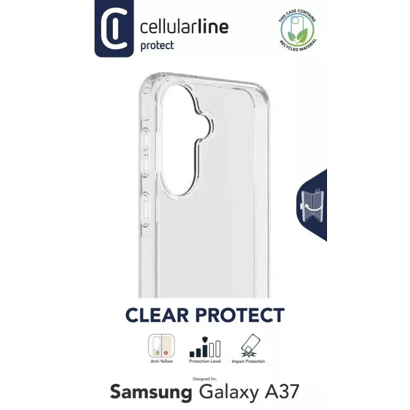 Cellularline Clear Protect – Galaxy A37 custodia rigida con bordi in gomma