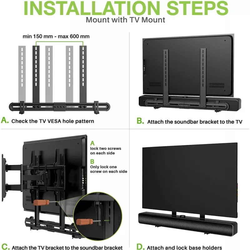 Techly supporto a parete universale per soundbar Max VESA 600x400