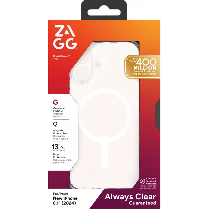 ZAGG Cases Crystal Palace Snap Apple iPhone 16 trasparente, cover, Apple, iPhone 16, 15,5 cm (6,1