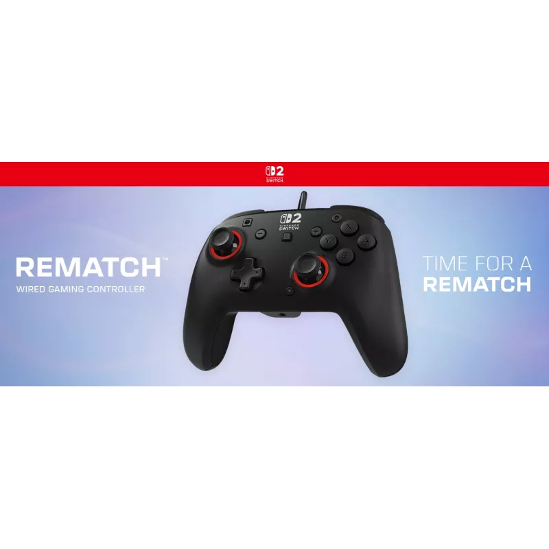 Controller da gaming con filo Turtle Beach Rematch per Nintendo Switch 2 – USB-C, cavo 3 m, tasto indietro, D-pad, nero