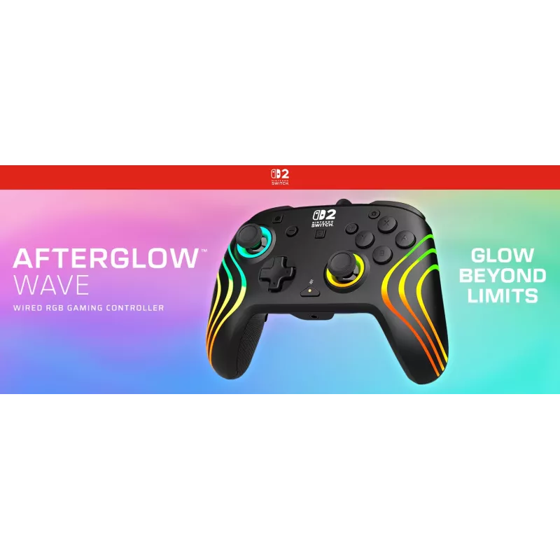 Gamepad Turtle Beach Afterglow Wave nero gamepad RGB con filo per Nintendo Switch / Switch 2, USB-C, cavo 3 m