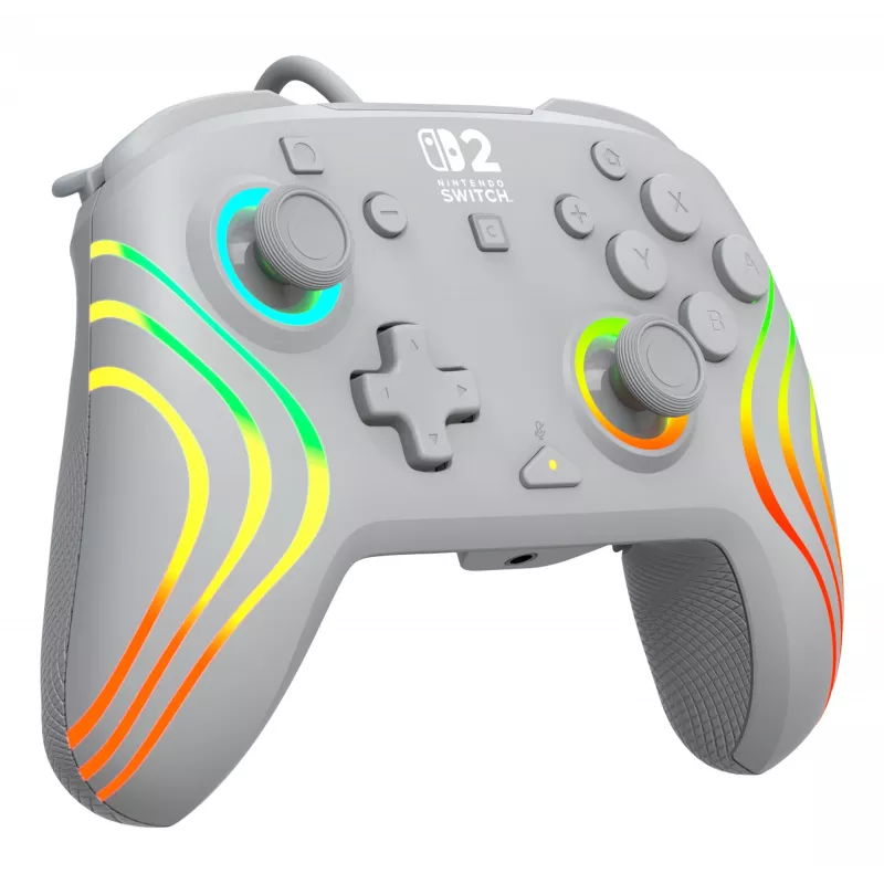 Controller da gaming RGB con filo Turtle Beach Afterglow Wave grigio – USB-C, cavo 3 m, per Nintendo Switch / Switch 2 / Switch OLED