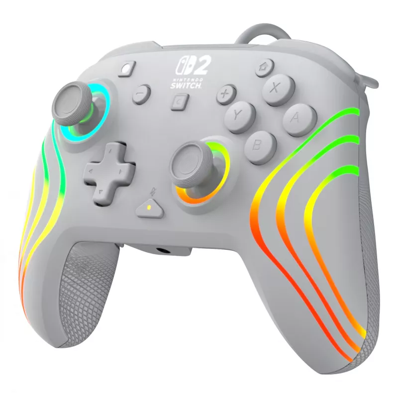 Controller da gaming RGB con filo Turtle Beach Afterglow Wave grigio – USB-C, cavo 3 m, per Nintendo Switch / Switch 2 / Switch OLED