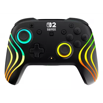 Controller da gaming RGB senza fili Turtle Beach Afterglow Wave nero per Nintendo Switch 2 — Bluetooth/USB-C, batteria ricaricabile integrata 20 h, cavo 3 m