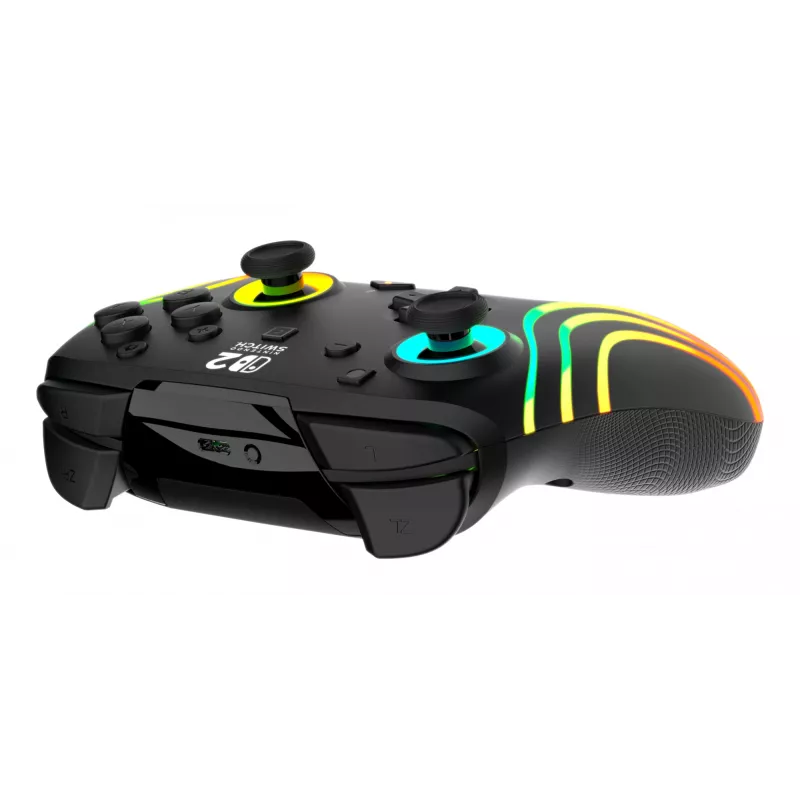Controller da gaming RGB senza fili Turtle Beach Afterglow Wave nero per Nintendo Switch 2 — Bluetooth/USB-C, batteria ricaricabile integrata 20 h, cavo 3 m