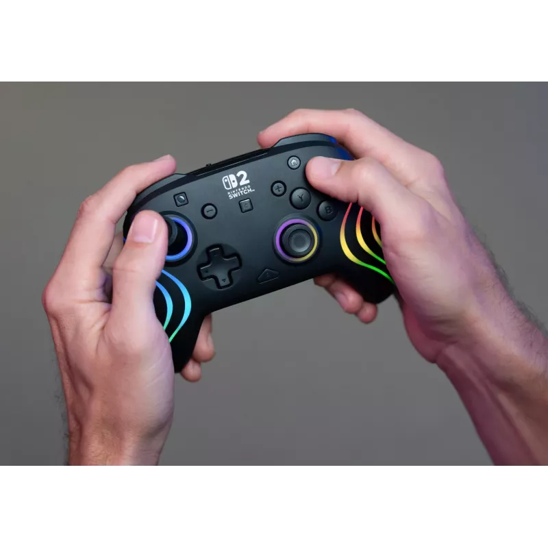 Controller da gaming RGB senza fili Turtle Beach Afterglow Wave nero per Nintendo Switch 2 — Bluetooth/USB-C, batteria ricaricabile integrata 20 h, cavo 3 m