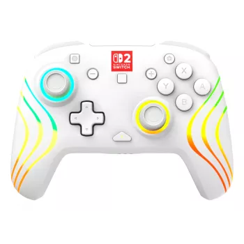 Controller da gaming RGB senza fili Turtle Beach Afterglow Wave bianco per Nintendo Switch 2, Bluetooth/USB-C, batteria ricaricabile integrata 20 h, cavo 3 m