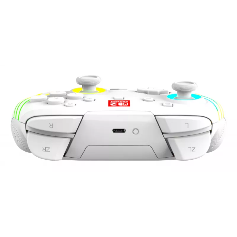 Controller da gaming RGB senza fili Turtle Beach Afterglow Wave bianco per Nintendo Switch 2, Bluetooth/USB-C, batteria ricaricabile integrata 20 h, cavo 3 m