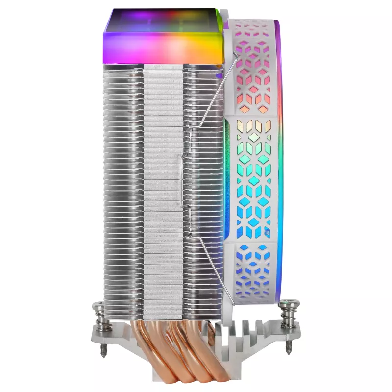 Mars Gaming MCPU-VR White dissipatore CPU Dual Infinity Mirror ARGB 4 heatpipe HCT 180W TDP PWM ultra-silenzioso ventola 12 cm