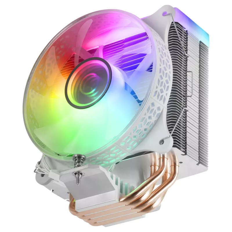 Mars Gaming MCPU-VR White dissipatore CPU Dual Infinity Mirror ARGB 4 heatpipe HCT 180W TDP PWM ultra-silenzioso ventola 12 cm