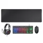 Mars Gaming combo da gaming 4-in-1 MCP-RGB3, con filo, USB, a membrana, LED RGB, nero, mouse incluso