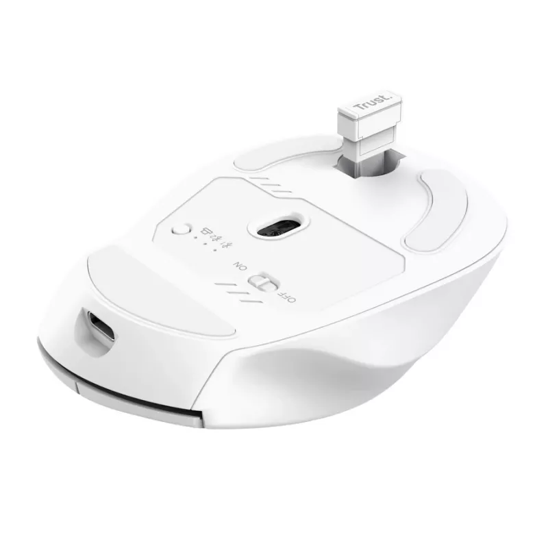 Mouse da ufficio senza fili per destrimani TRUST Niven – RF + Bluetooth, 3200 DPI, 7 tasti, rotellina, bianco