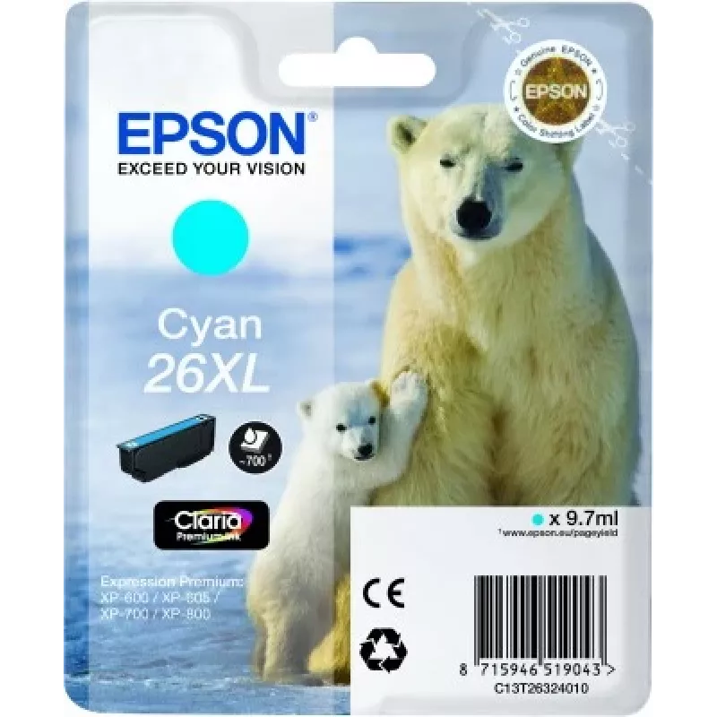 Epson Polar bear confezione singola ciano 26XL Claria Premium Ink