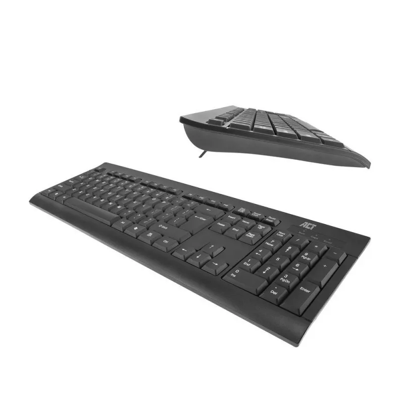 Tastiera business ACT USB (layout Qwerty/US), full-size (100%), con filo, USB, a membrana, QWERTY, nero