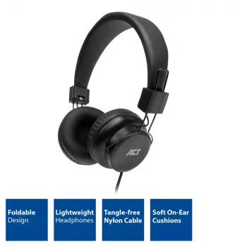 Cuffie stereo pieghevoli ACT con jack audio da 3,5 mm