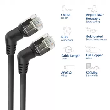 Cavo di rete ACT DD1951 Cat6 U/FTP (STP) nero 1,5 m con connettori RJ-45, contatti dorati