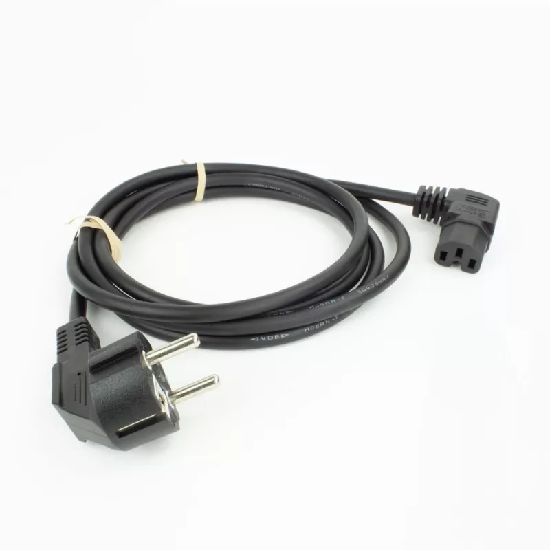 Cavo di alimentazione ACT spina CEE 7/7 (angolare) - C15 (angolare) IEC60320 nero 2 m