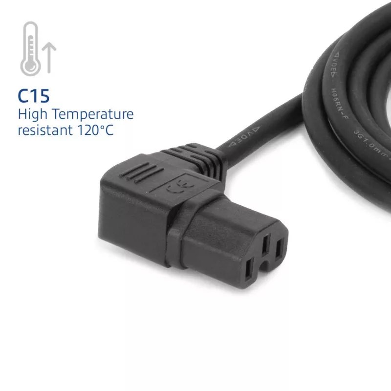 Cavo di alimentazione ACT C14 - C15 (angolare sinistra) IEC60320 nero 0,6 m