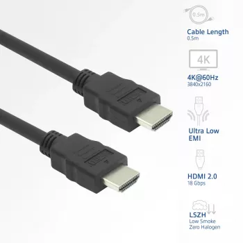 Cavo HDMI ACT AK3877 — 10 m, connettore HDMI tipo A su connettore, HDMI 2.0, 18 Gbit/s, ARC, contatti dorati, nero