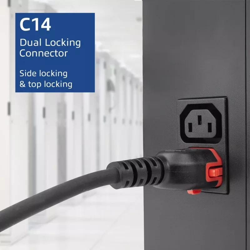 Cavo di alimentazione ACT C14 IEC Lock+ Dual Locking - C15 IEC Lock+ nero 3 m, PC3876