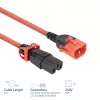Cavo di alimentazione ACT C14 IEC Lock+ Dual Locking su C15 IEC Lock+ rosso, 3 m, 250 V 10 A