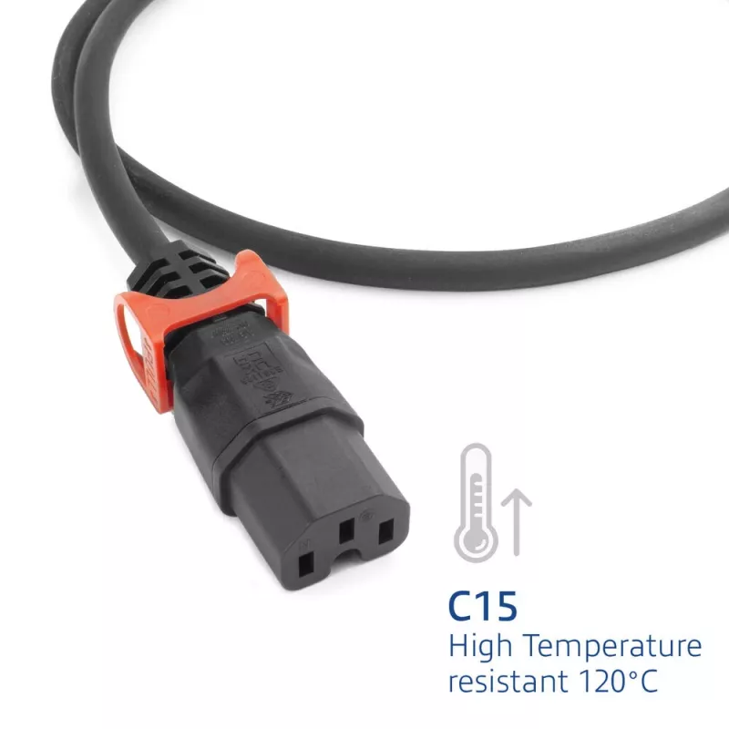 Cavo di alimentazione ACT spina CEE 7/7 (angolare) - C15 IEC Lock+ nero 2 m, EL604S