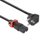 Cavo di alimentazione ACT CEE 7/7 (angolare) su IEC C15 Lock+ nero, 3 m, 10 A, 250 V