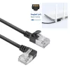ACT nero 0,5 m cavo patch U/FTP-CAT6A-LSZH-Slimline con connettori RJ45, 90° angolato a sinistra su dritto