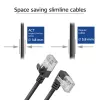 Cavo patch slimline ACT nero 2 m U/FTP CAT6A LSZH con connettori RJ45 90° angolare sinistra su dritto
