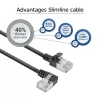 Cavo patch slimline ACT nero 3 m U/FTP CAT6A LSZH con connettori RJ45 90° angolare sinistra su dritto