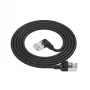 Cavo patch slimline ACT nero 2 m U/FTP CAT6A LSZH con connettori RJ45, 90° angolare destra su dritto