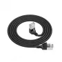 Cavo patch slimline ACT nero 2 m U/FTP CAT6A LSZH con connettori RJ45 90° angolare verso il basso su dritto
