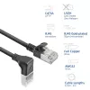 Cavo patch slimline ACT nero 2 m U/FTP CAT6A LSZH con connettori RJ45 90° angolare verso il basso su dritto
