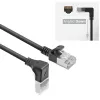 Cavo patch slimline ACT nero 3 m U/FTP CAT6A LSZH con connettori RJ45 90° angolare verso il basso su dritto