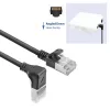 Cavo patch slimline ACT nero 3 m U/FTP CAT6A LSZH con connettori RJ45 90° angolare verso il basso su dritto
