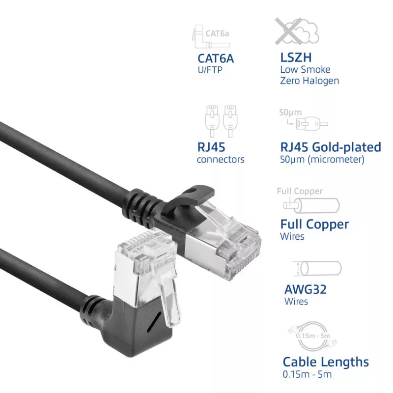 Cavo patch di rete ACT DA4905 Cat6a U/FTP (STP) RJ-45 a RJ-45 nero 5 m